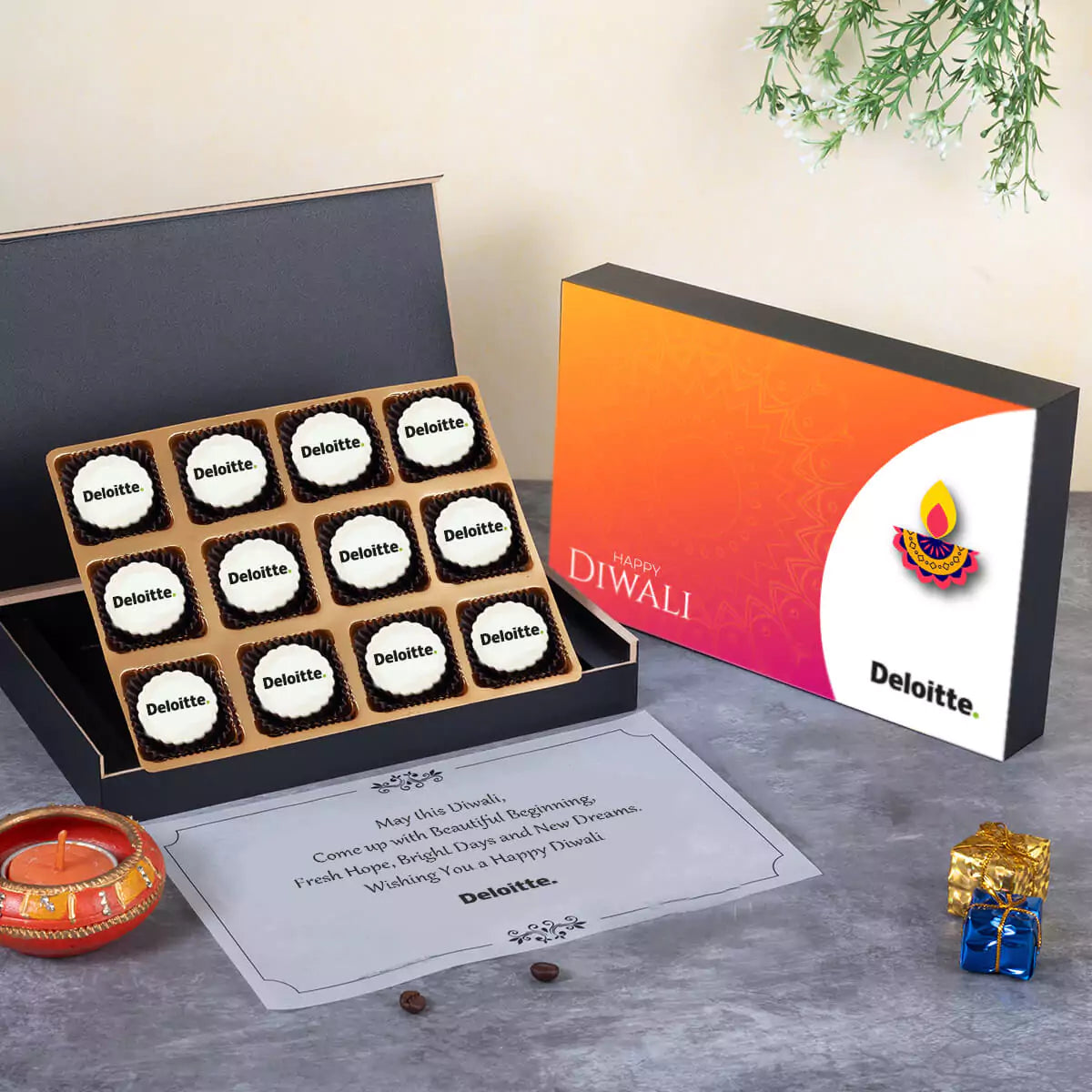 Festive Diwali Gift Box for Business Clients with logo Chocolate