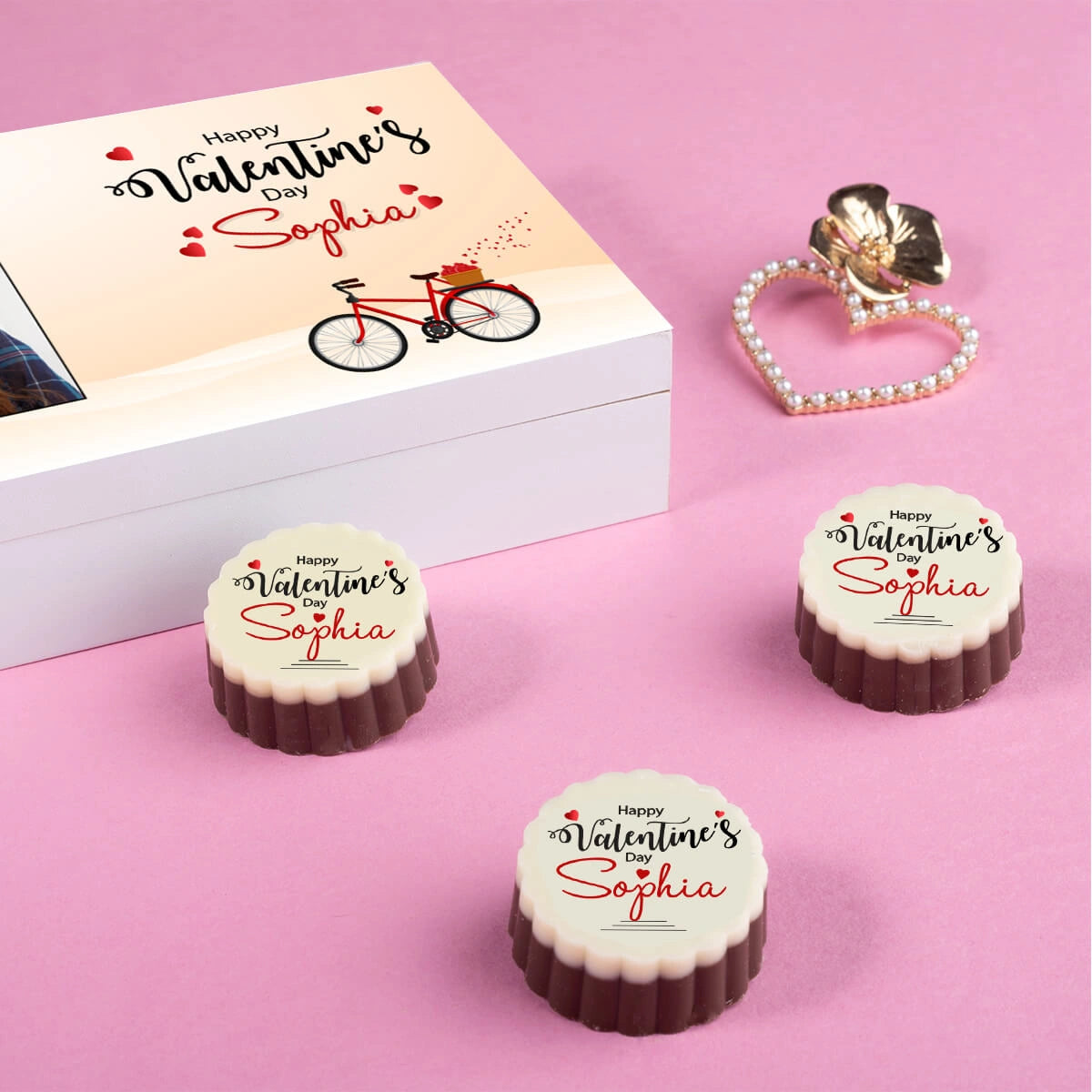Good valentine's day gifts for her in a personalized printed chocolate gift box