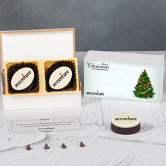 Holiday gift idea for employees with logo-printed chocolates