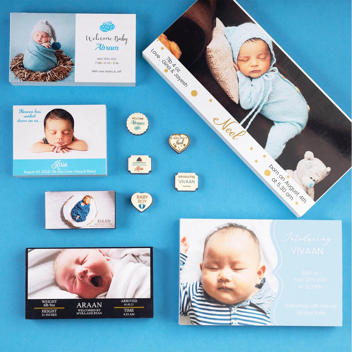 luxury birth announcement gift featuring premium printed chocolates