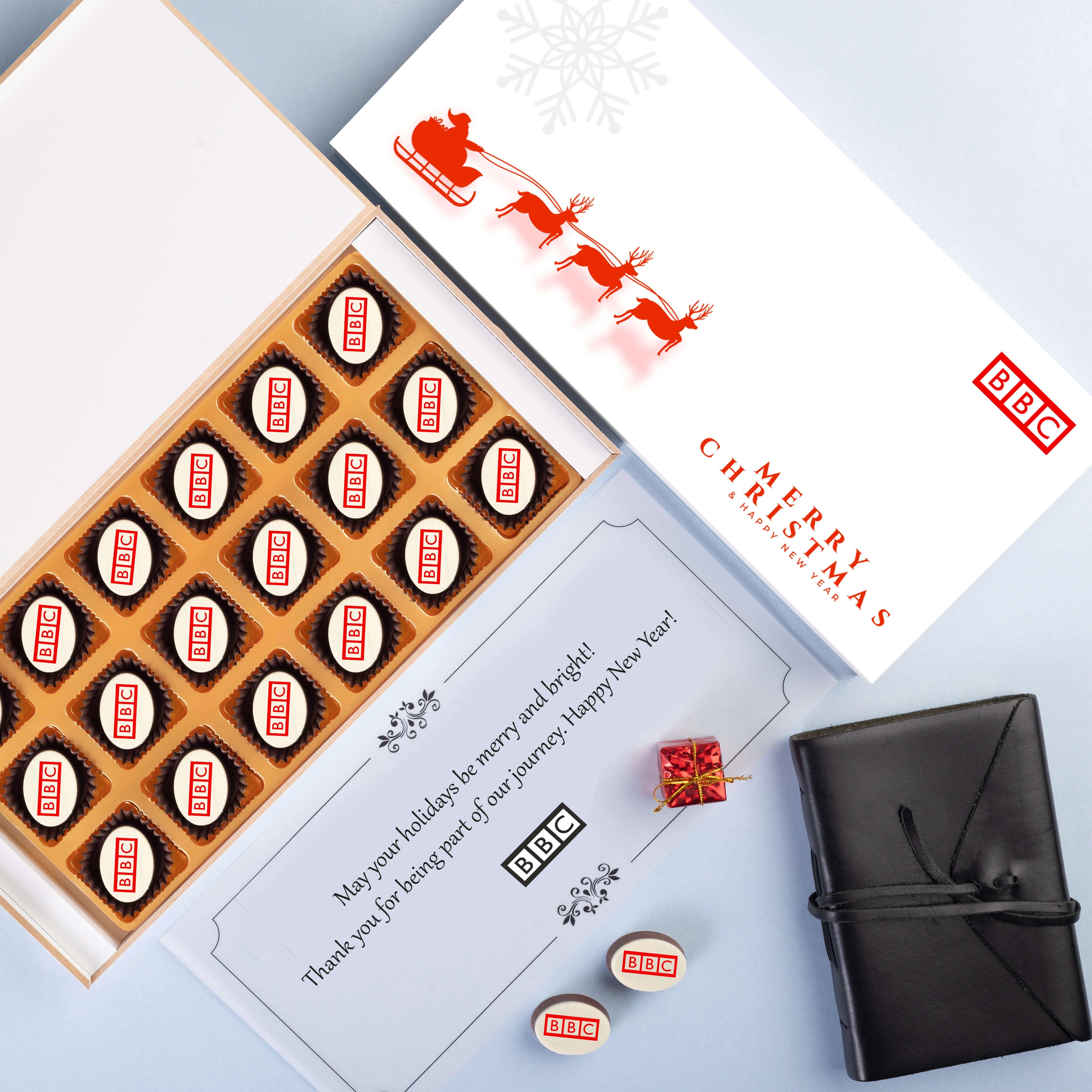 New Year gift idea for customers with 18 custom chocolates