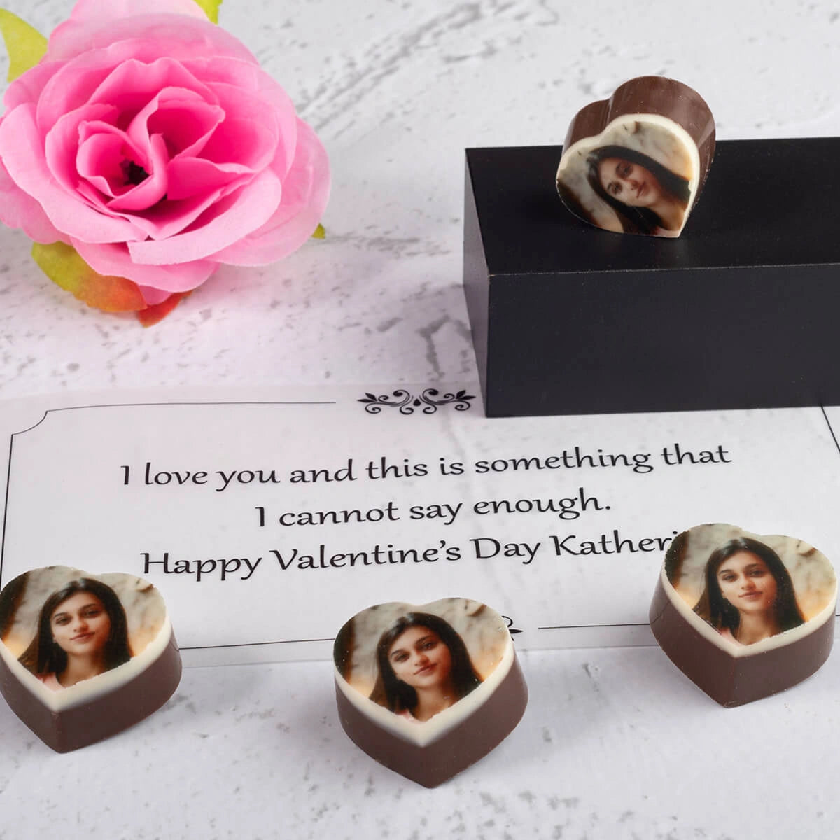 Online gifts for girlfriend featuring a personalized chocolate box