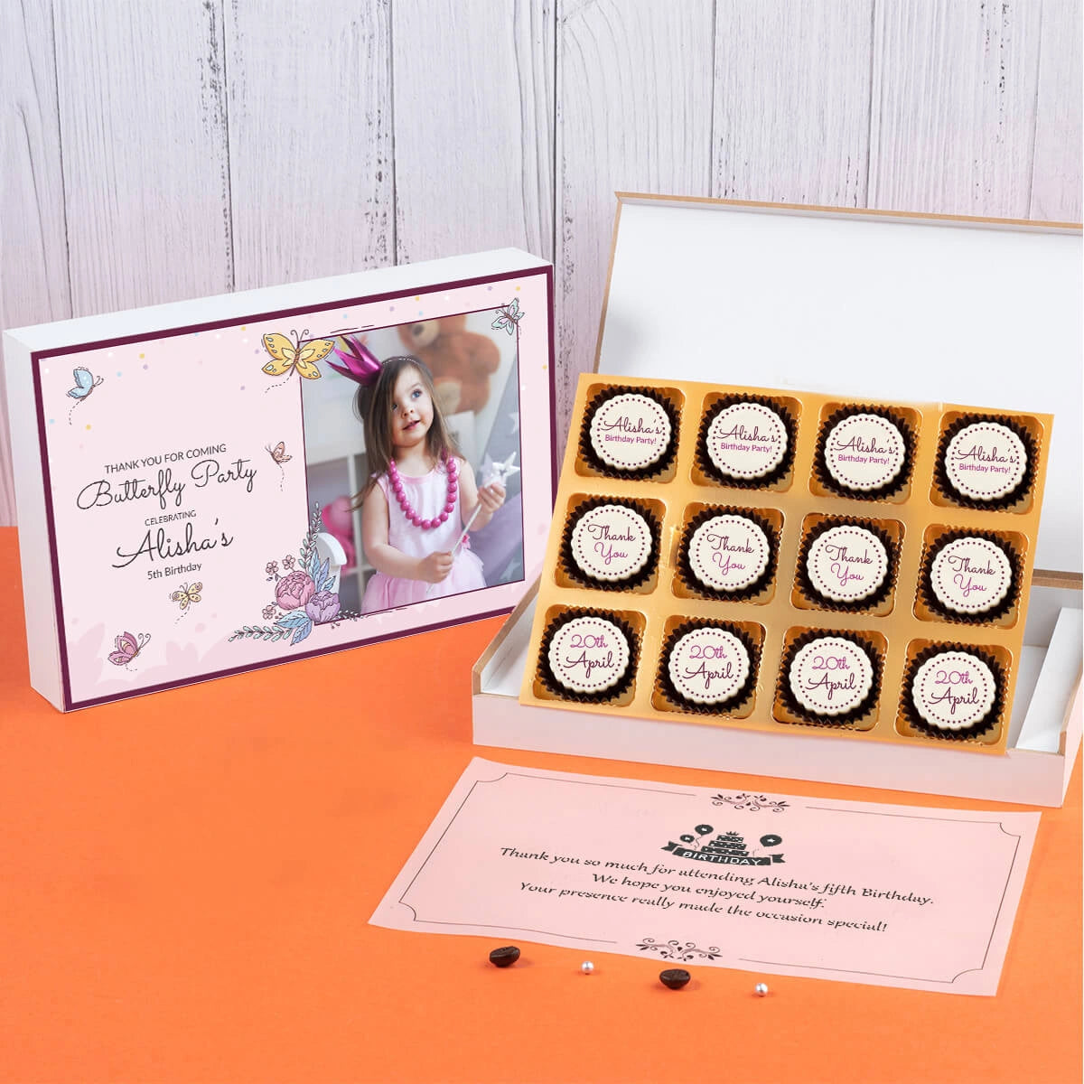 Personalized birthday chocolate gift box for guests