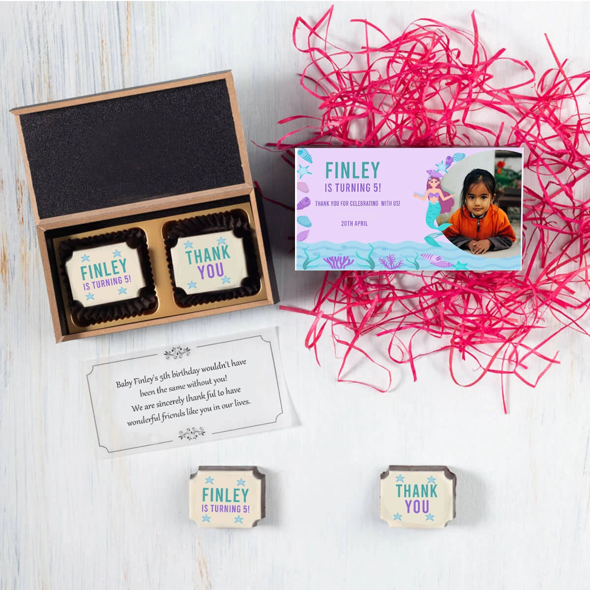 Chocolate box for personalized birthday party favors					