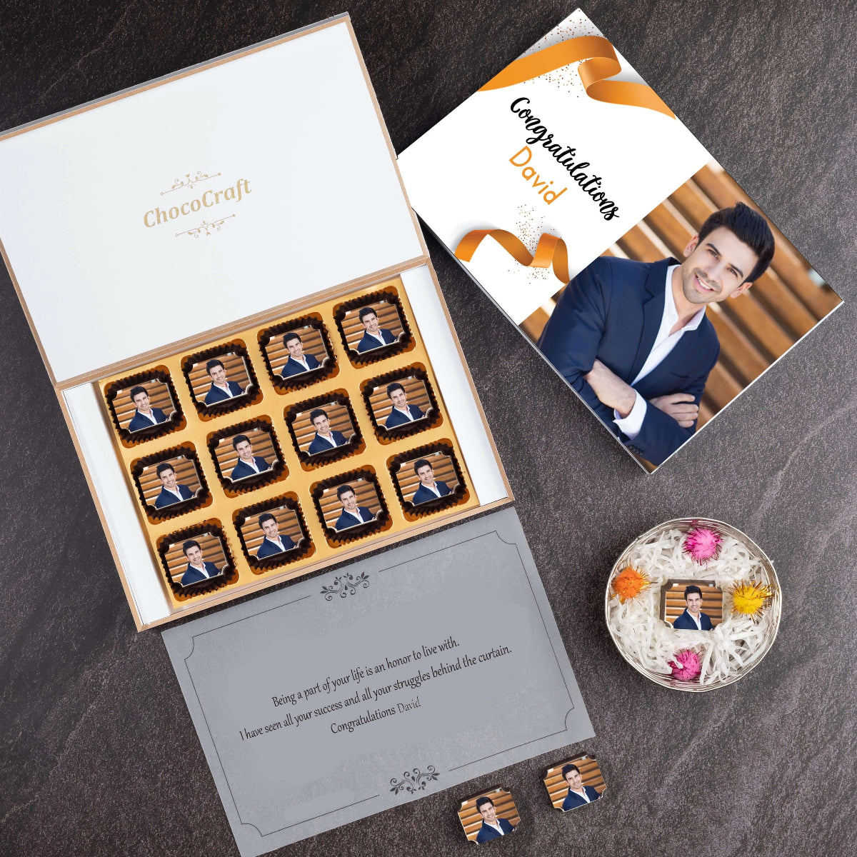 Unboxed personalized congratulations gift with custom ink for celebration