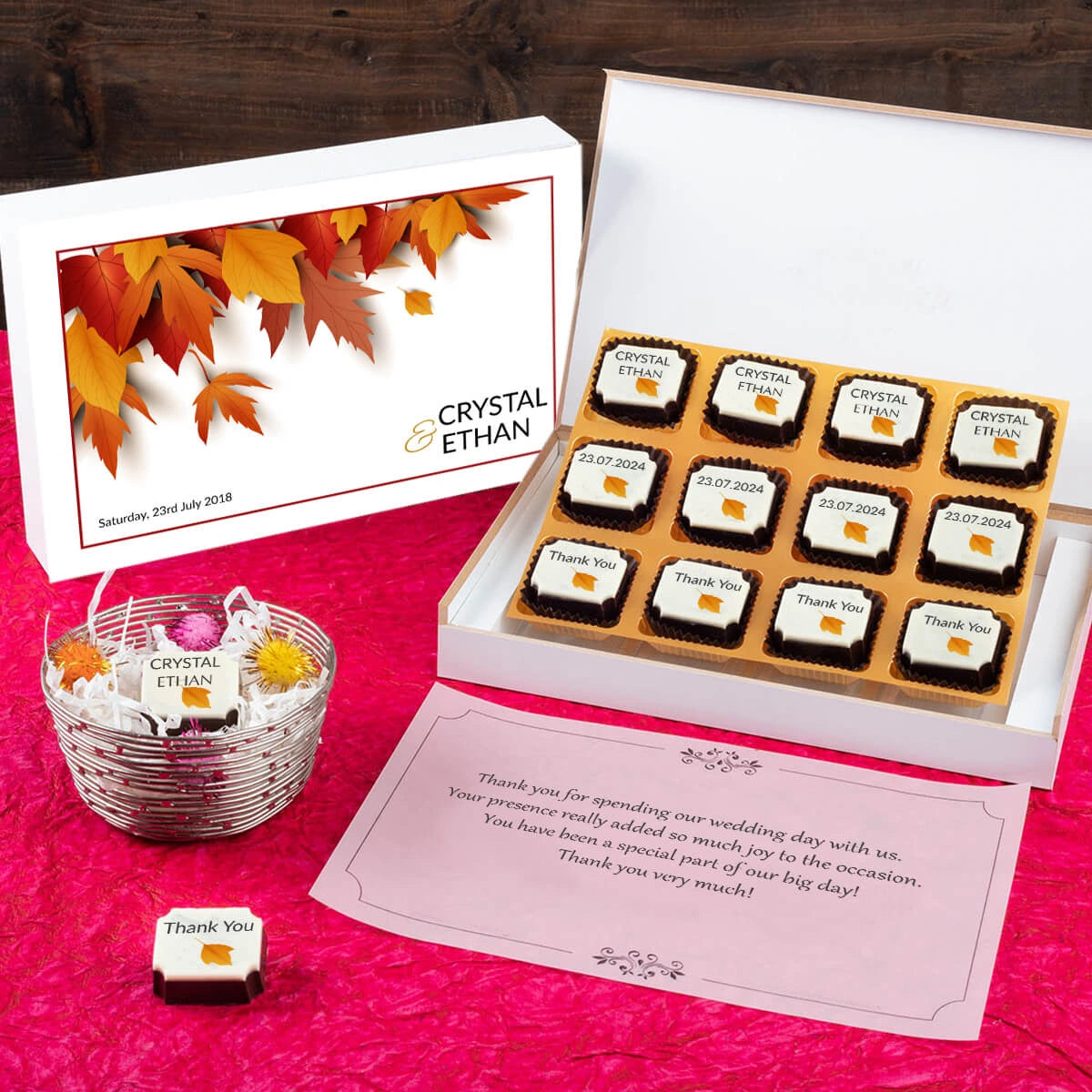 Premium chocolate texture used for wedding favor printing