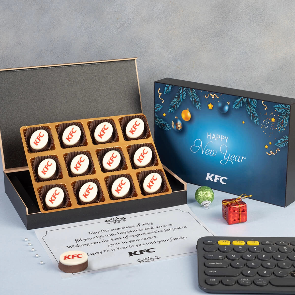 Premium corporate chocolate gift box for New Year celebration