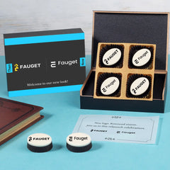 Mixed shape printed chocolates in branded box — corporate rebranding gifts