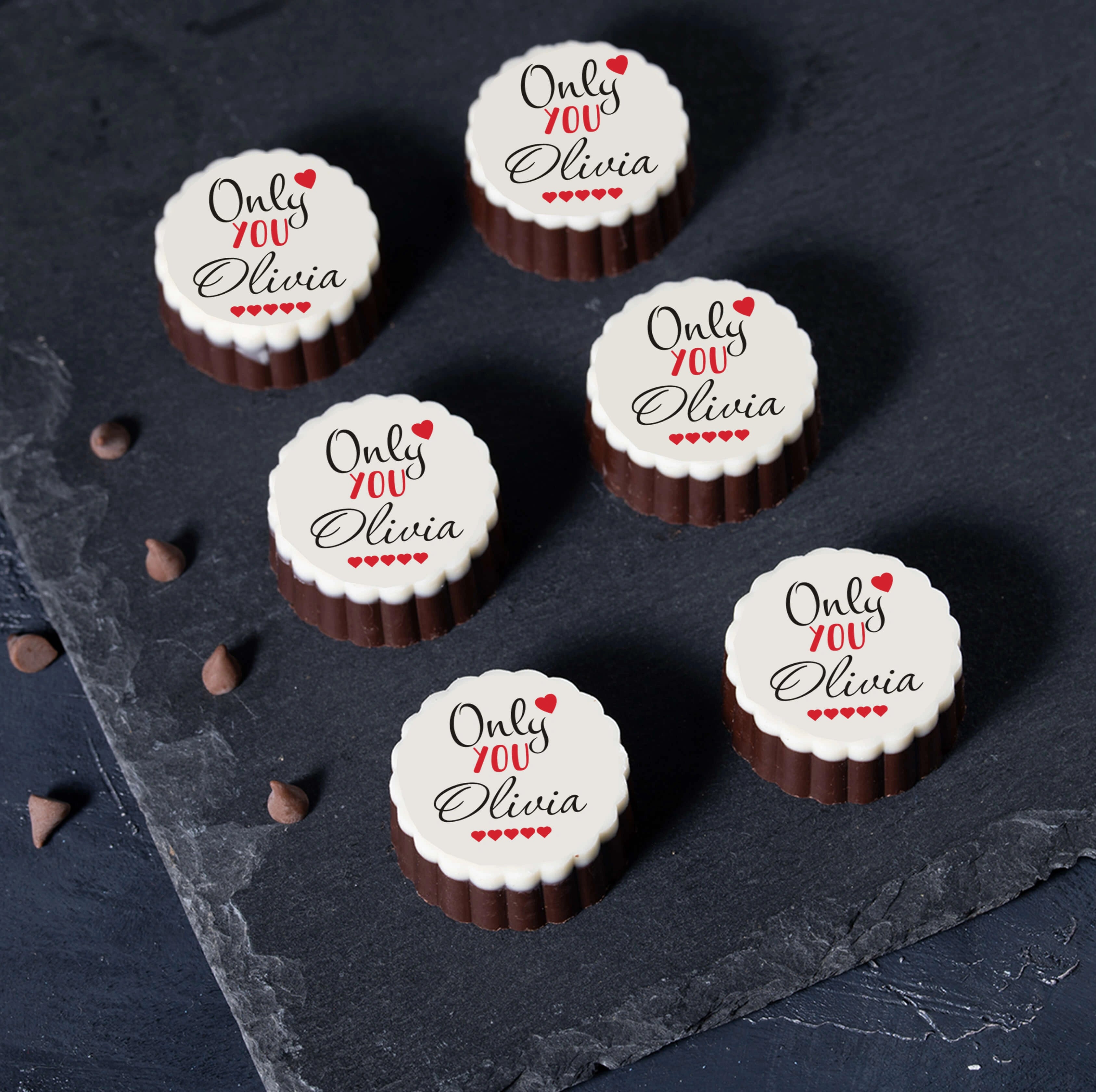 Detail view of romantic gift box with custom message for girlfriend