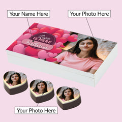 Detail view of romantic gift box with custom message for girlfriend