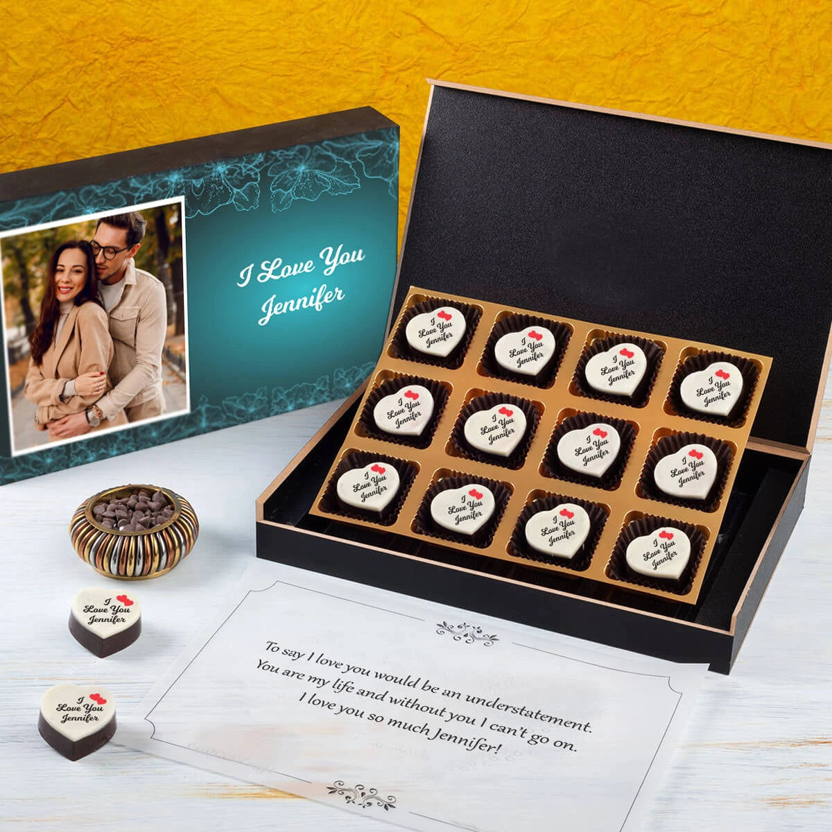 Unboxed personalized love gift with custom ink for girlfriend