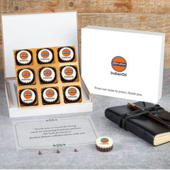 Thank you chocolate box featuring logo chocolates