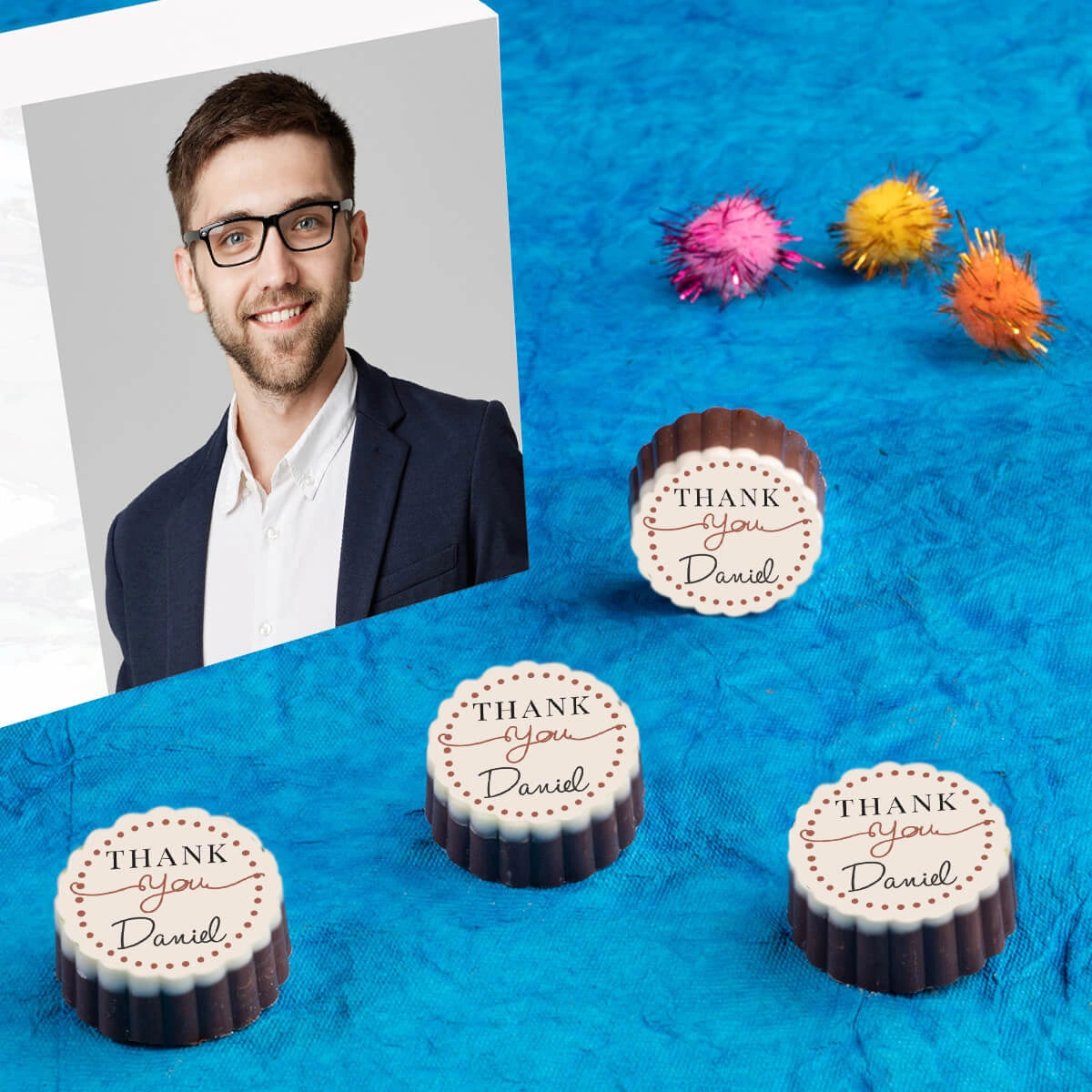 Thank you chocolates featuring custom appreciation gifts wrappers			