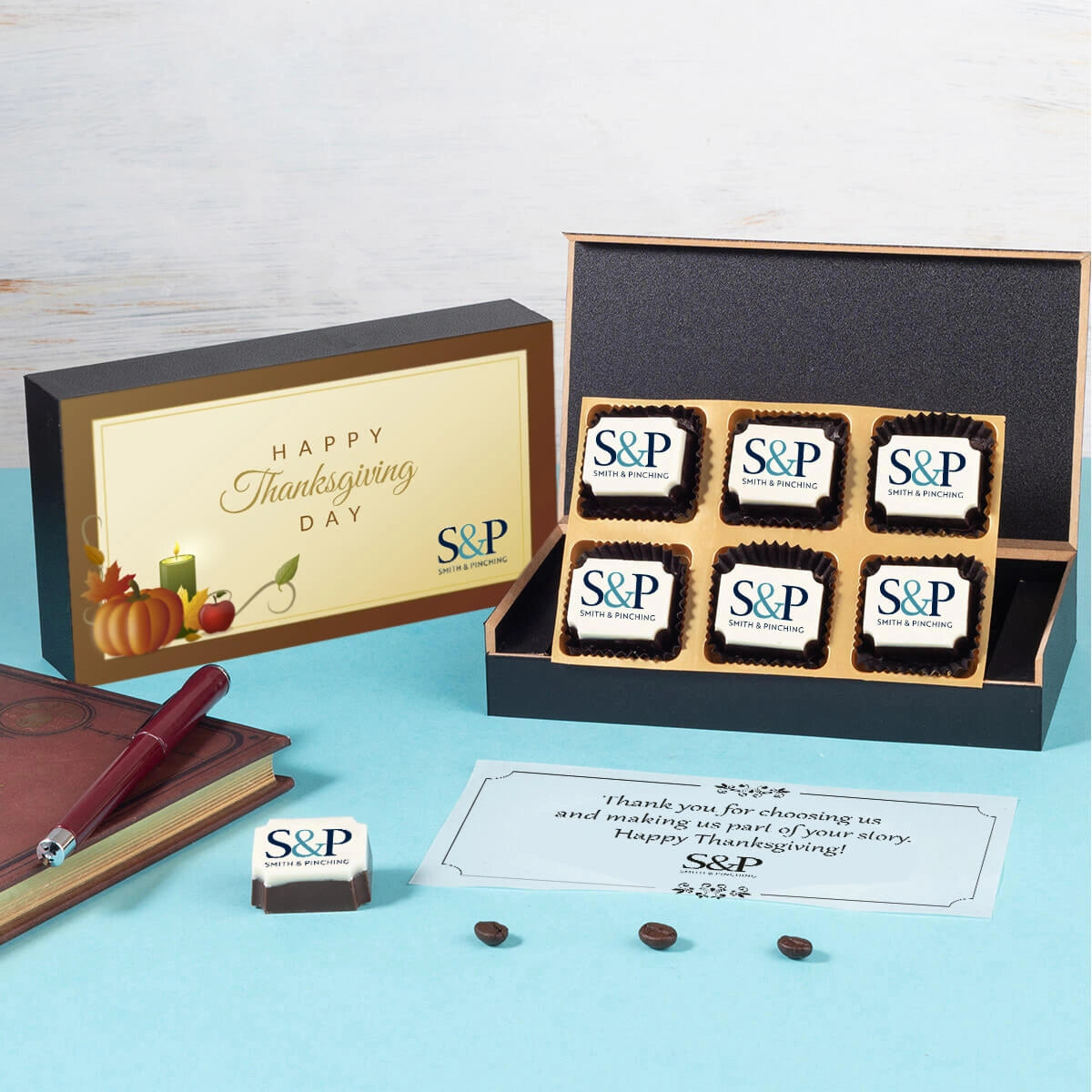 Thanksgiving corporate gift box with butter paper message for employees and clients