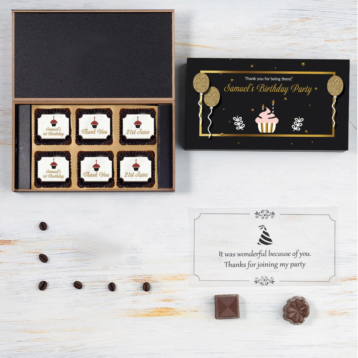 Top birthday party favor ideas with chocolate box