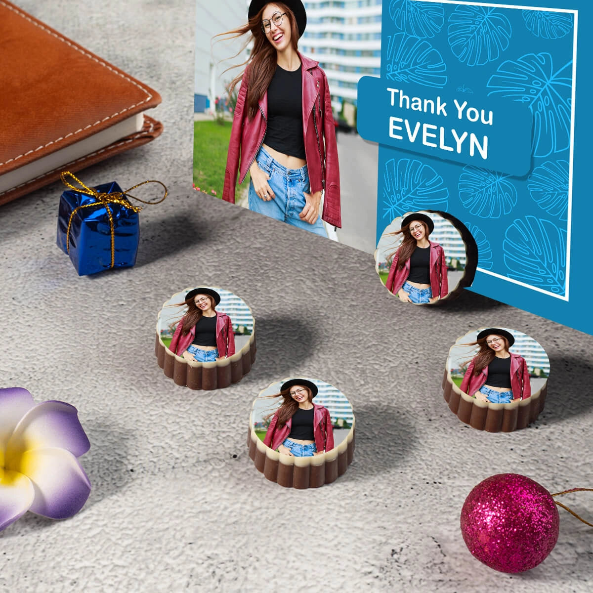 Unique thank you gifts with online thank you gifts photo chocolates in marble box				