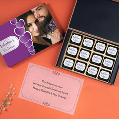 Unboxed valentines day chocolates with custom ink on chocolates