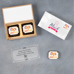 Women’s Day chocolate box displayed with custom butter paper message