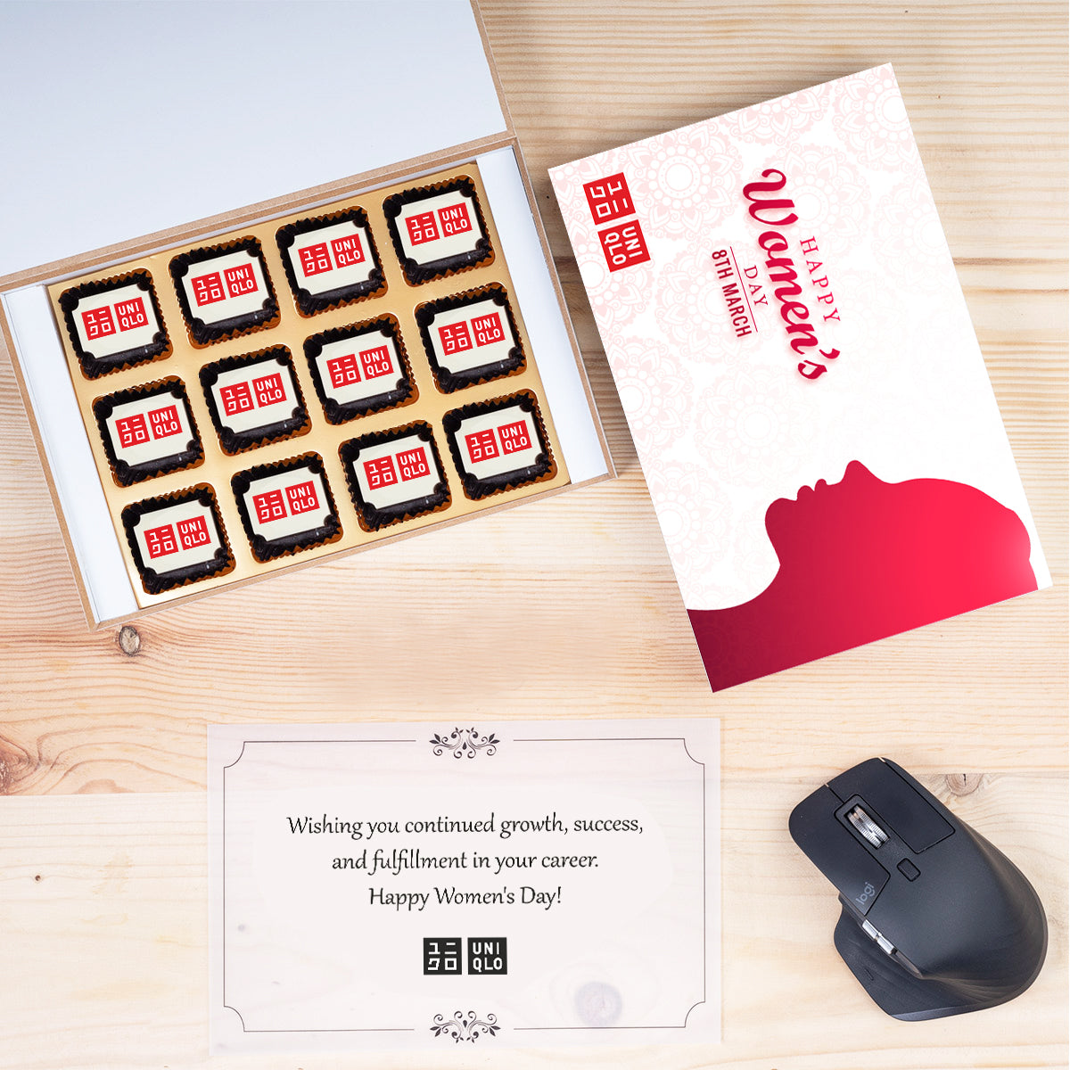 hocolates being placed into Women’s Day gift boxes