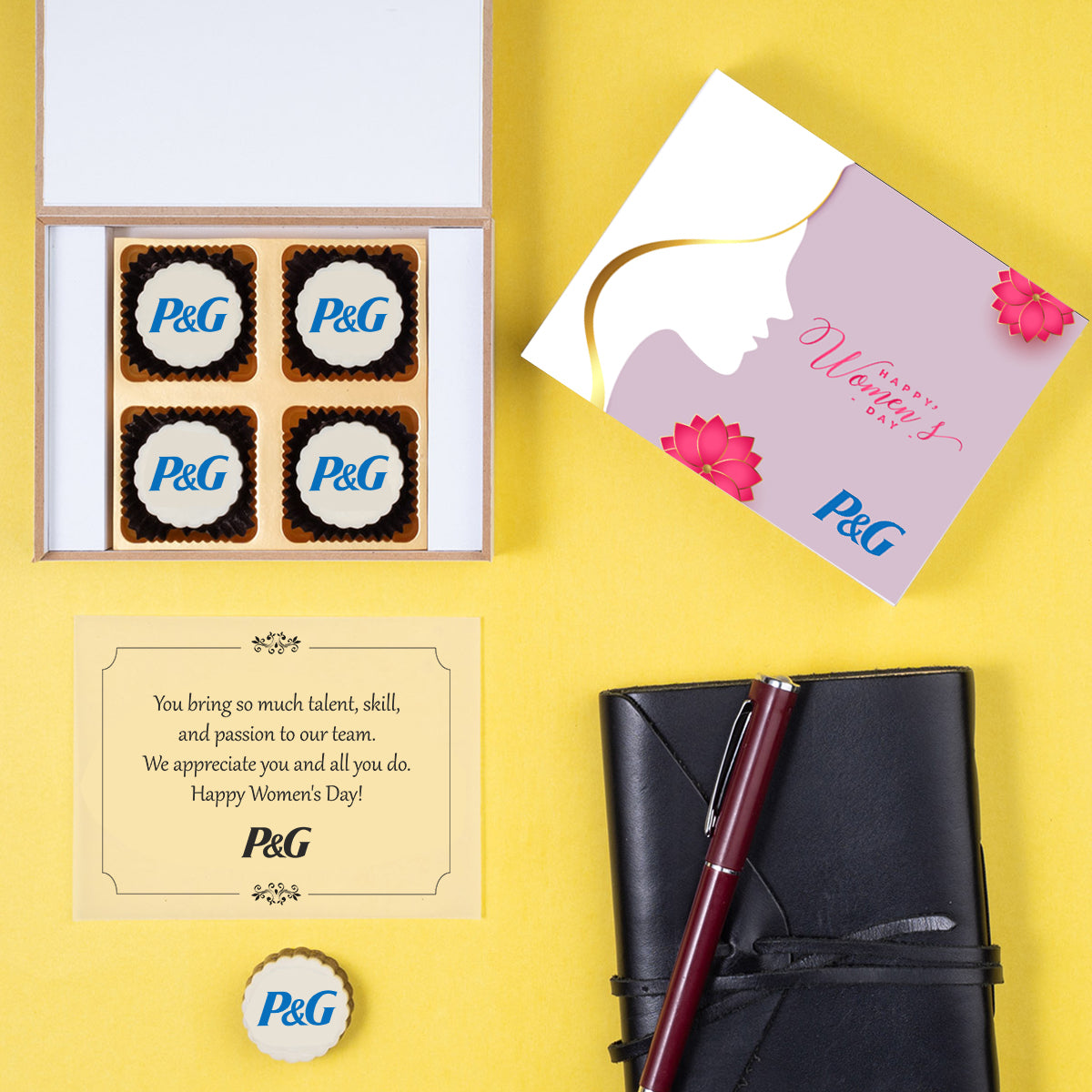 Elegant Women’s Day chocolate gift set arranged for corporate appreciation