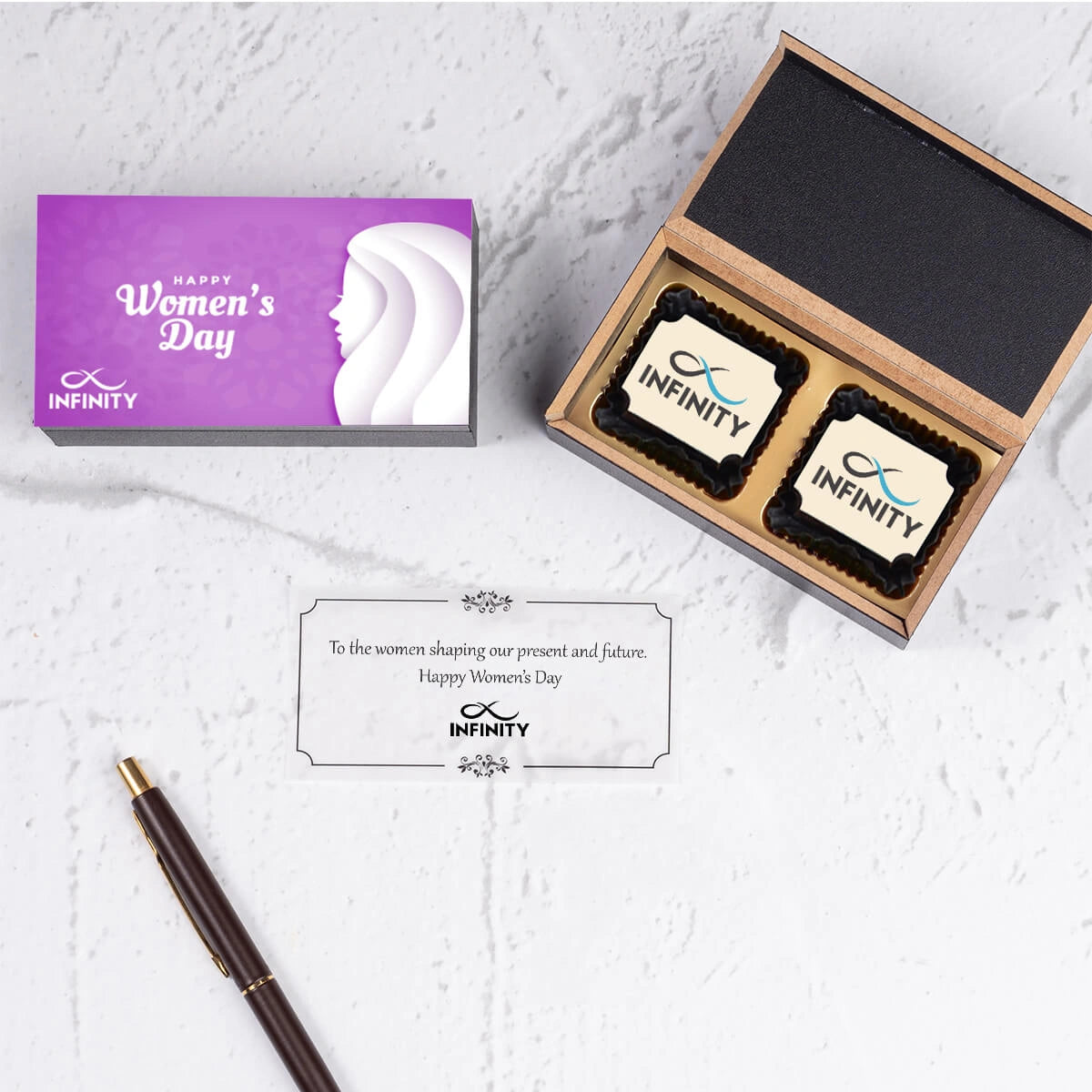 wooden Women’s Day chocolate gift box for office gifting