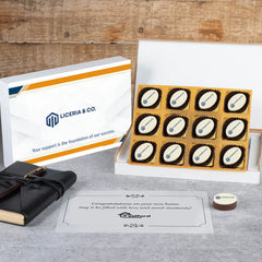 12-chocolate wooden box with personalized butter paper message
